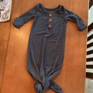Caden Lane Dusty Blue Baby Gown with Wooden Buttons